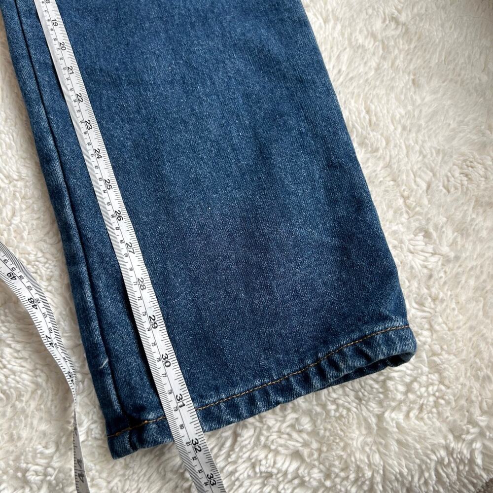 L.L.Bean Jeans Womens 12 Blue Relaxed Straight Fleece Lined Farmer Work Outdoors - Picture 4 of 6
